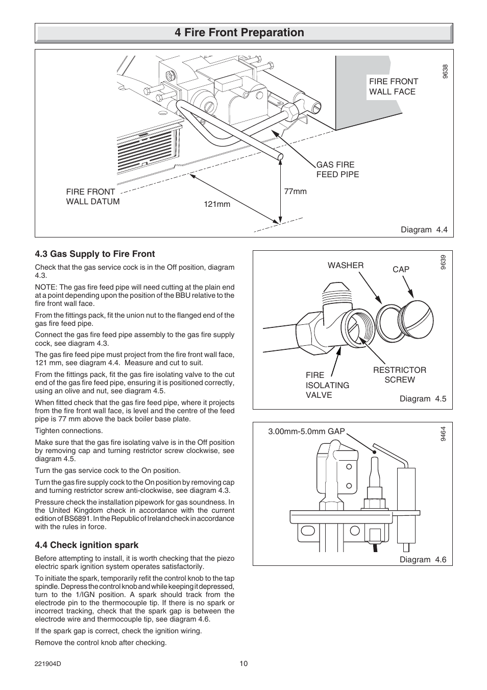 4 fire front preparation | Glow-worm Miami 4 User Manual | Page 10 / 20