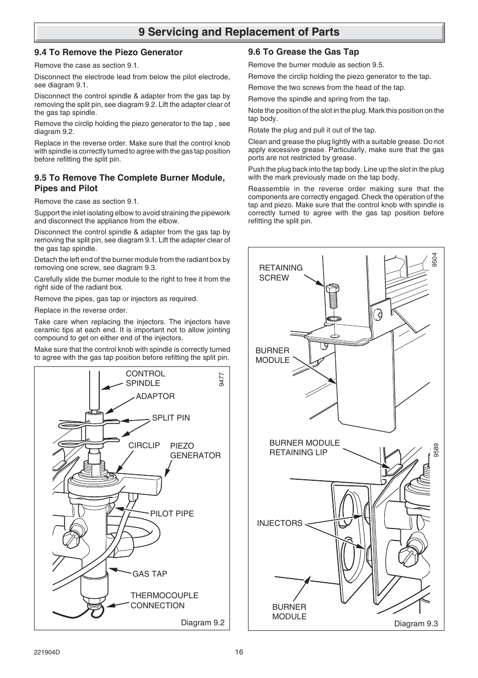 9 servicing and replacement of parts | Glow-worm Miami 4 User Manual | Page 16 / 20