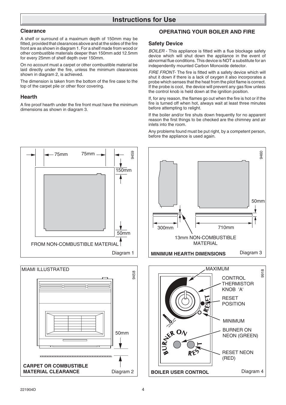 Instructions for use | Glow-worm Miami 4 User Manual | Page 4 / 20