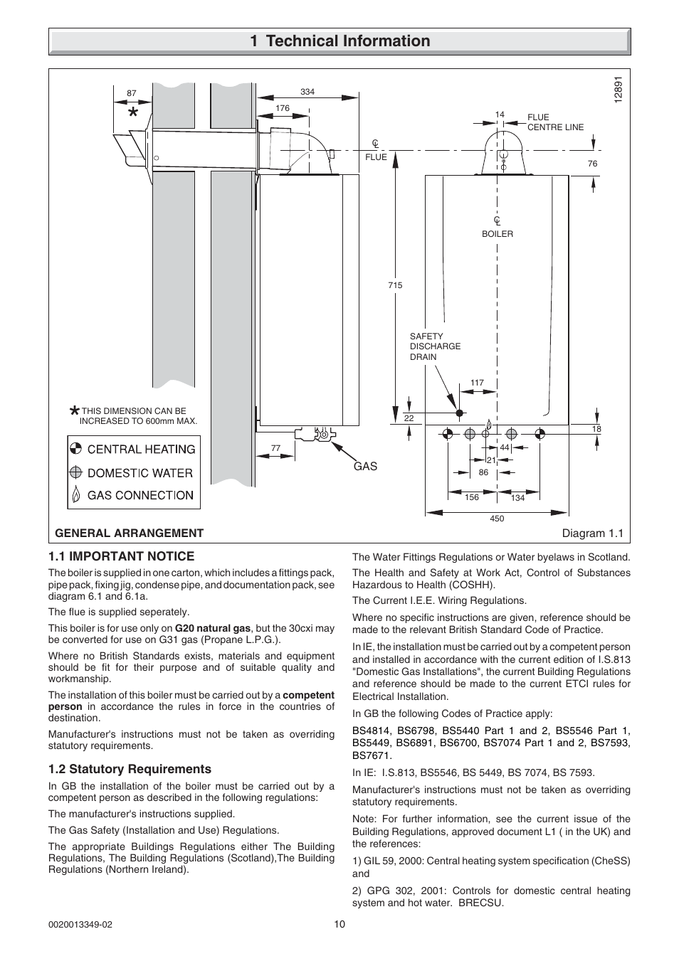1 technical information, 1 important notice, 2 statutory requirements | Glow-worm cxi and Gas Valve User Manual | Page 10 / 56