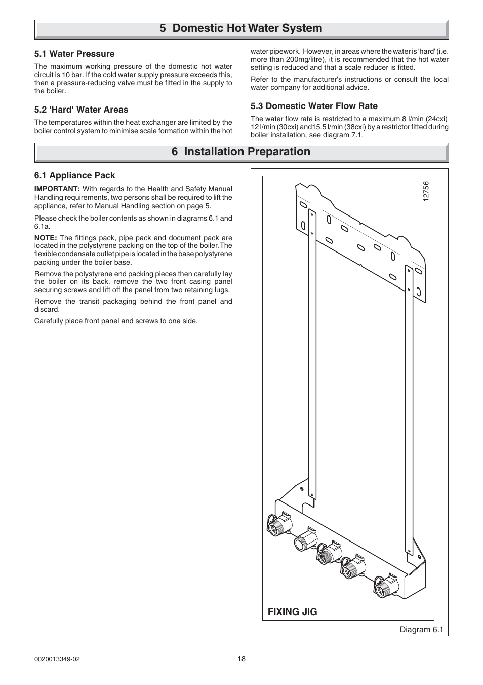 5 domestic hot water system, 6 installation preparation | Glow-worm cxi and Gas Valve User Manual | Page 18 / 56