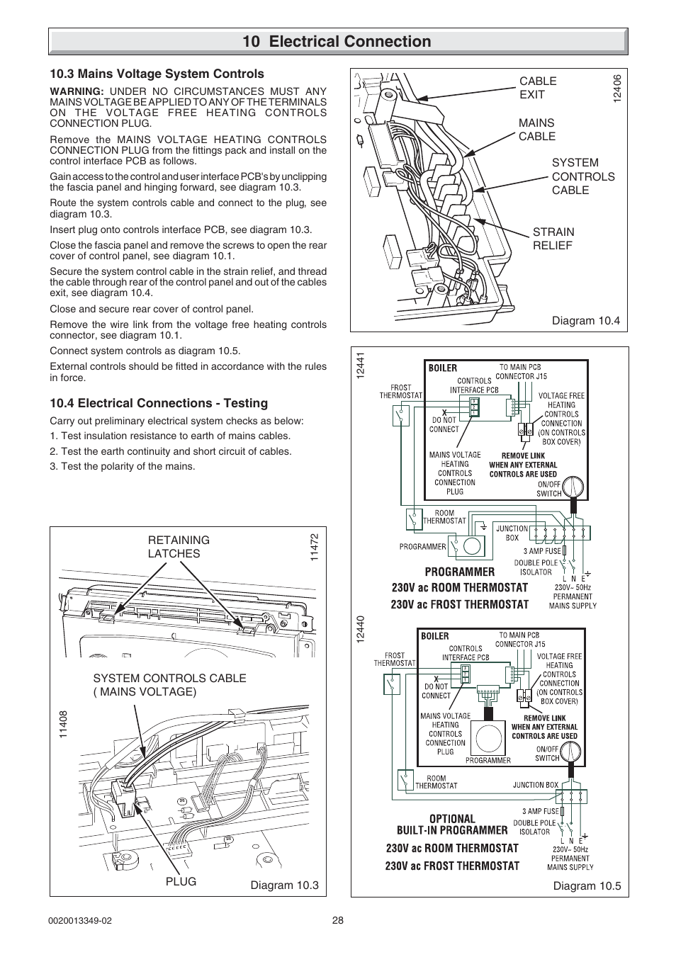 10 electrical connection | Glow-worm cxi and Gas Valve User Manual | Page 28 / 56