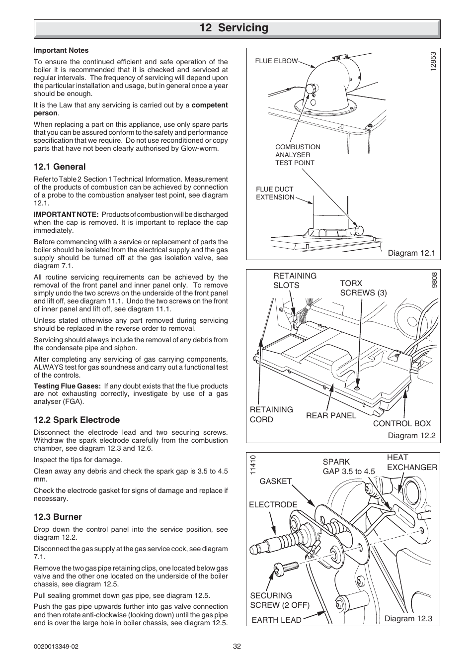 12 servicing | Glow-worm cxi and Gas Valve User Manual | Page 32 / 56