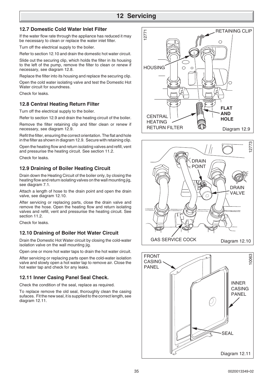 12 servicing | Glow-worm cxi and Gas Valve User Manual | Page 35 / 56