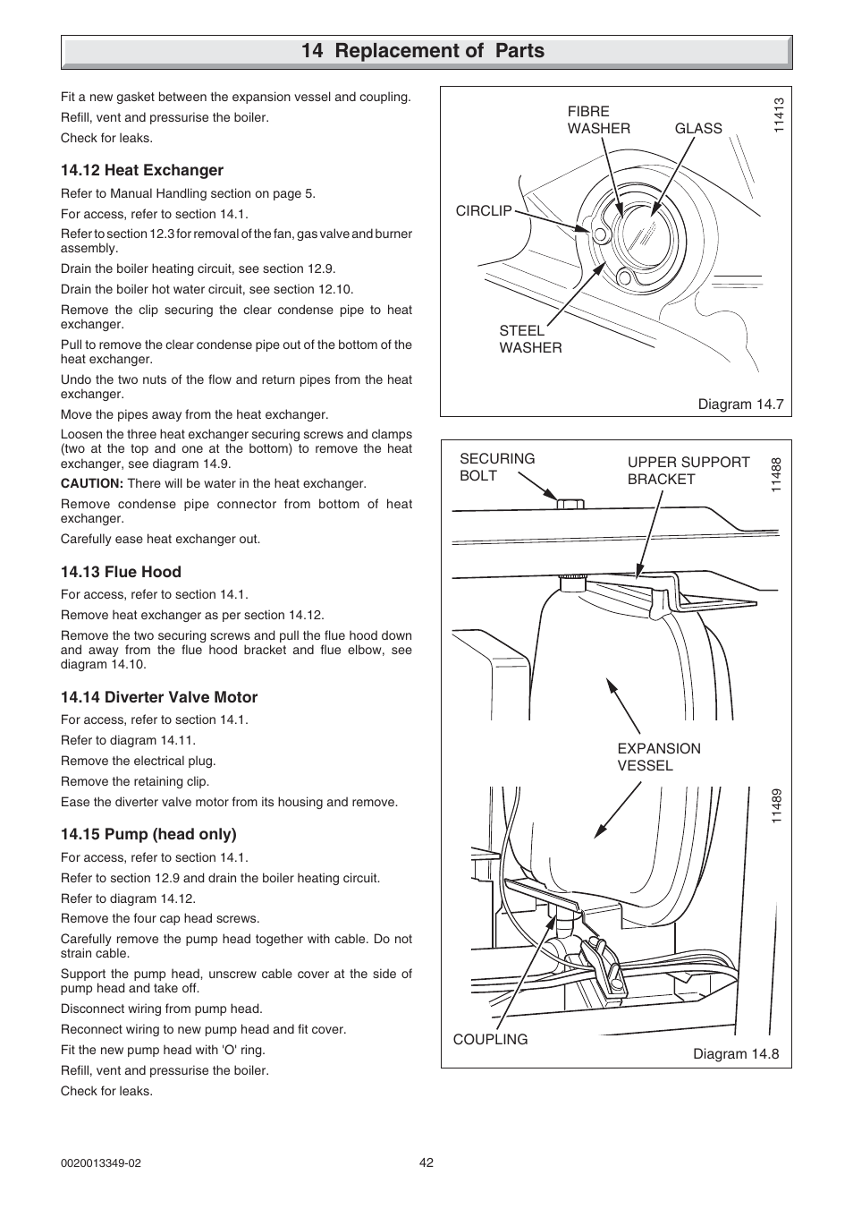 14 replacement of parts | Glow-worm cxi and Gas Valve User Manual | Page 42 / 56