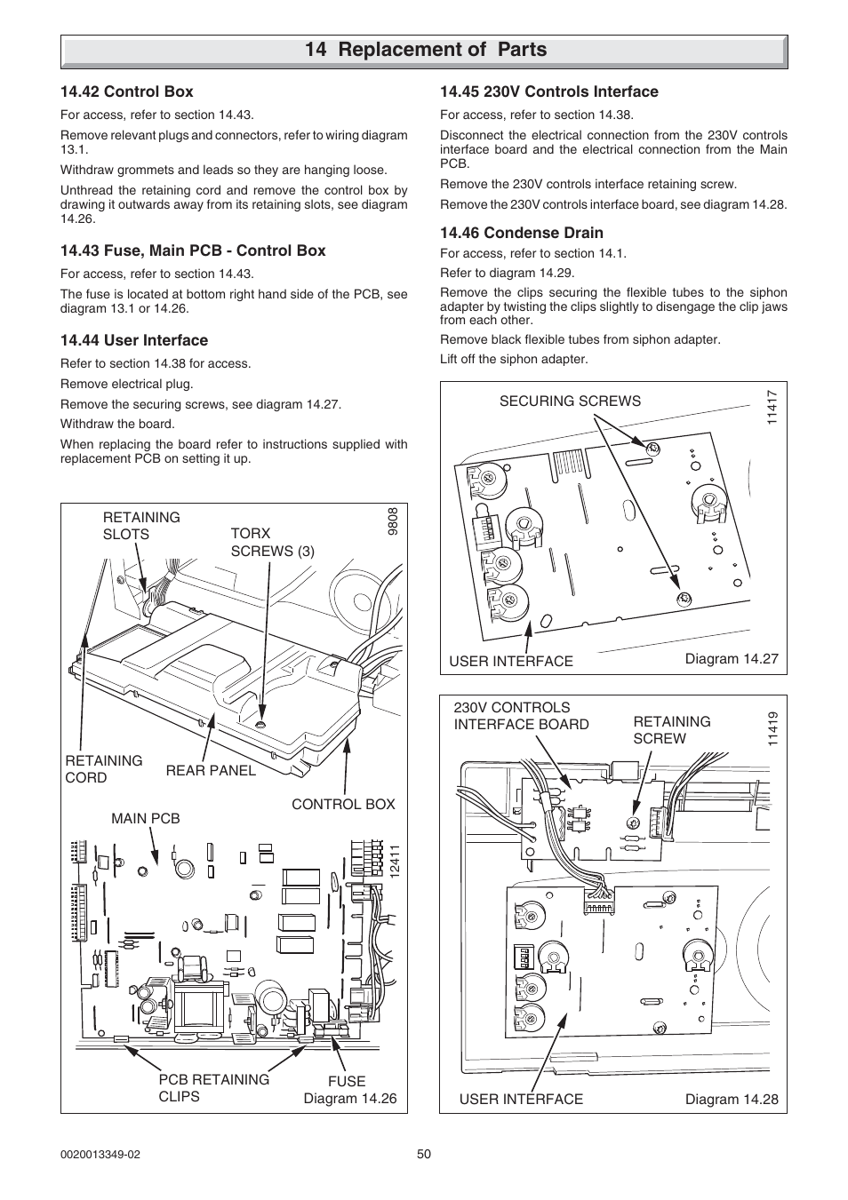 14 replacement of parts | Glow-worm cxi and Gas Valve User Manual | Page 50 / 56