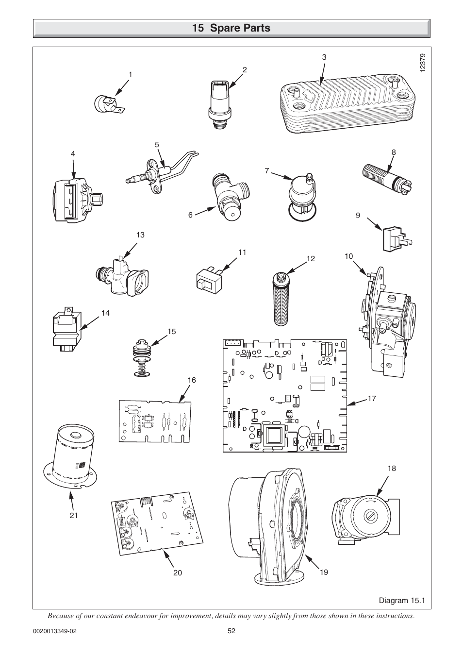 15 spare parts | Glow-worm cxi and Gas Valve User Manual | Page 52 / 56