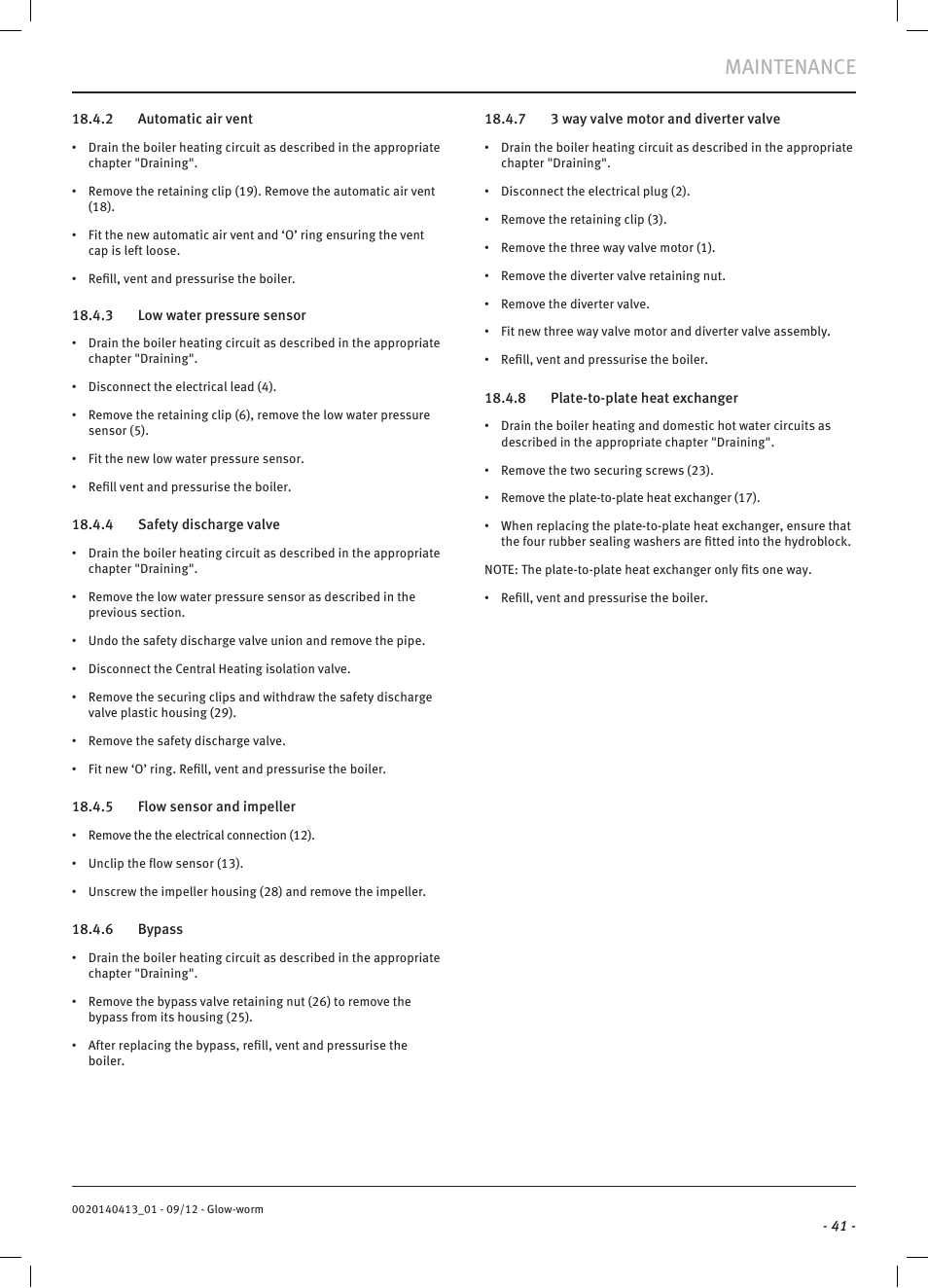 Maintenance | Glow-worm Easicom User Manual | Page 43 / 56