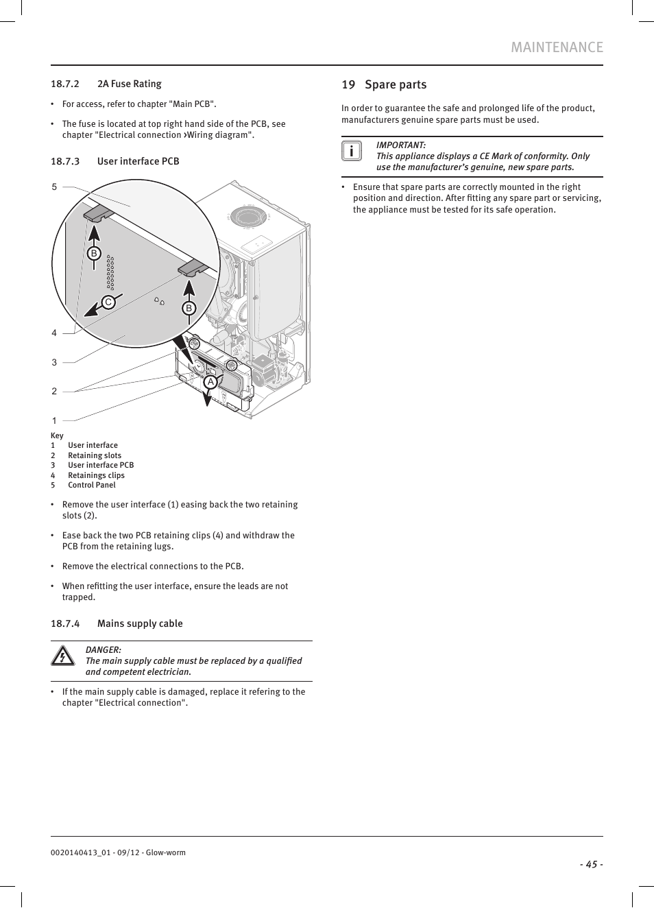 Maintenance | Glow-worm Easicom User Manual | Page 47 / 56