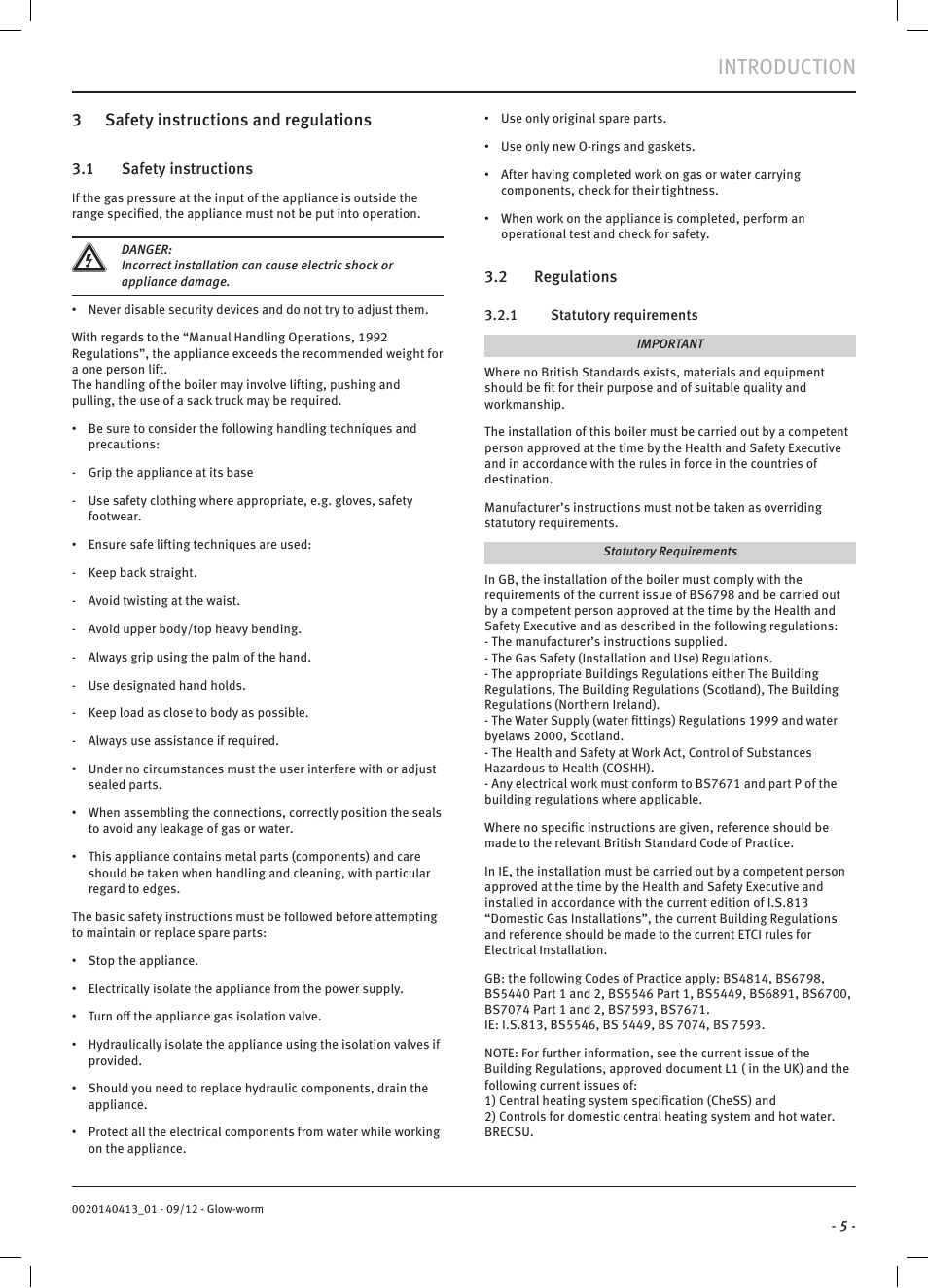 Introduction, 3 safety instructions and regulations | Glow-worm Easicom User Manual | Page 7 / 56