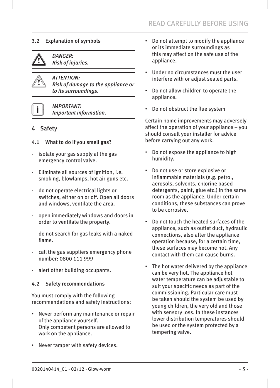 Read carefully before using | Glow-worm Easicom User Manual | Page 7 / 20