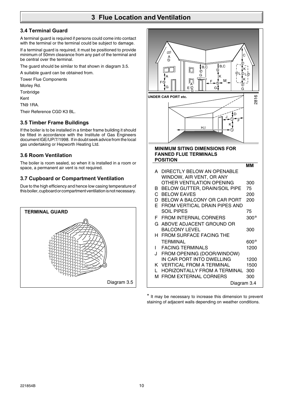 3 flue location and ventilation | Glow-worm Energy Saver Combi 2 and Gas Valve User Manual | Page 10 / 40