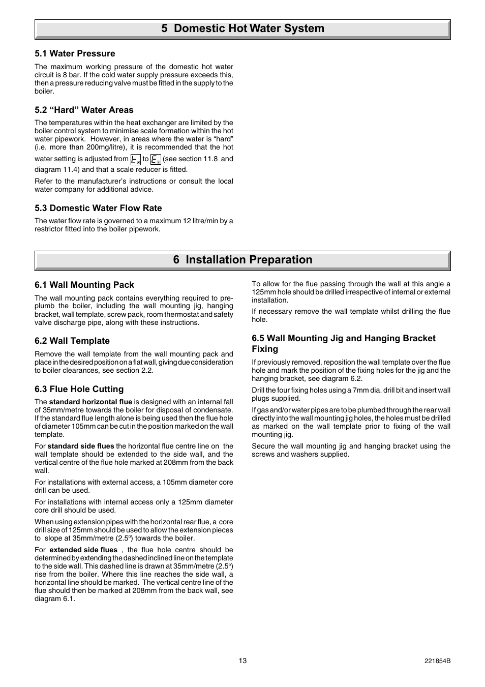 6 installation preparation, 5 domestic hot water system | Glow-worm Energy Saver Combi 2 and Gas Valve User Manual | Page 13 / 40