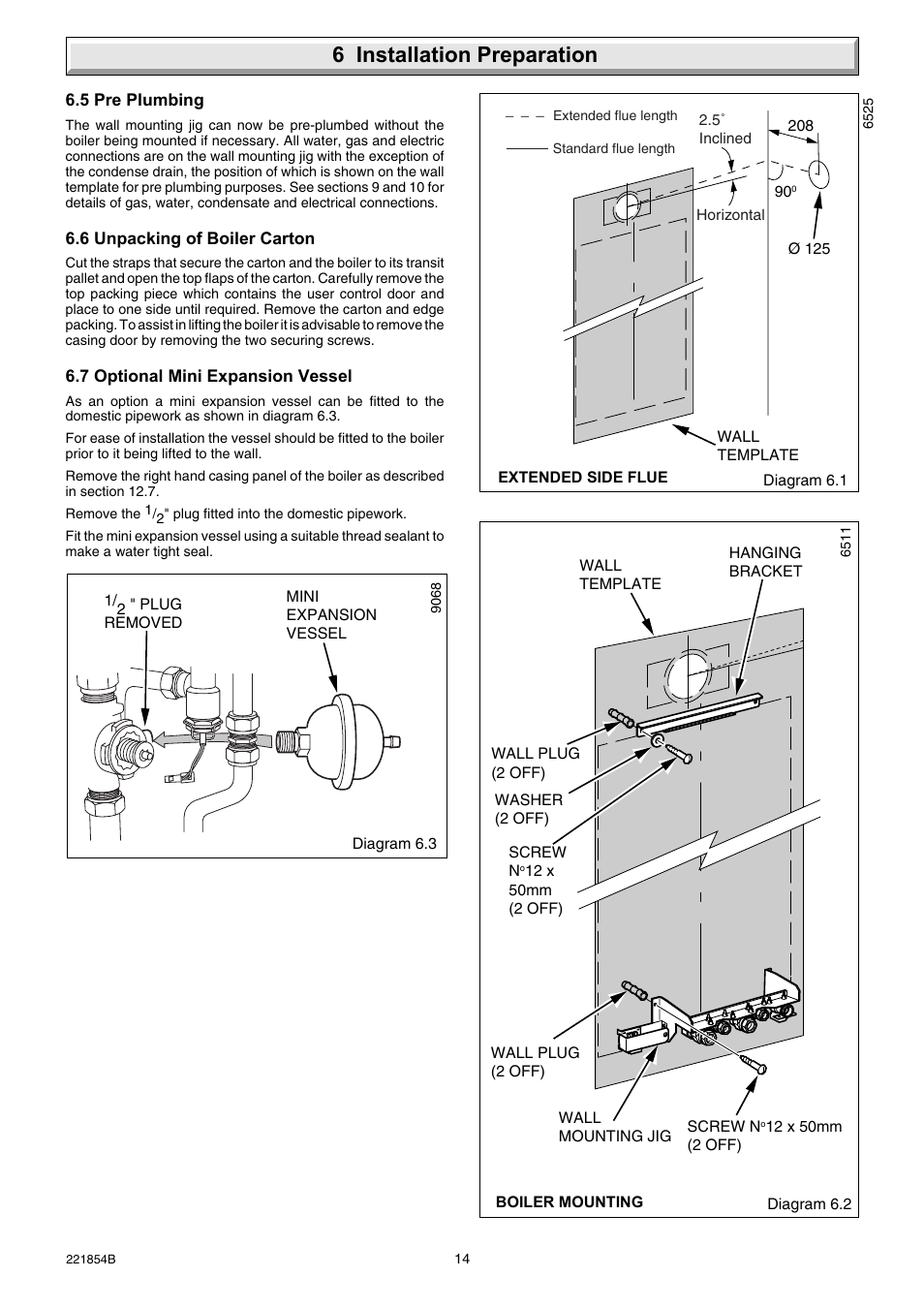6 installation preparation | Glow-worm Energy Saver Combi 2 and Gas Valve User Manual | Page 14 / 40
