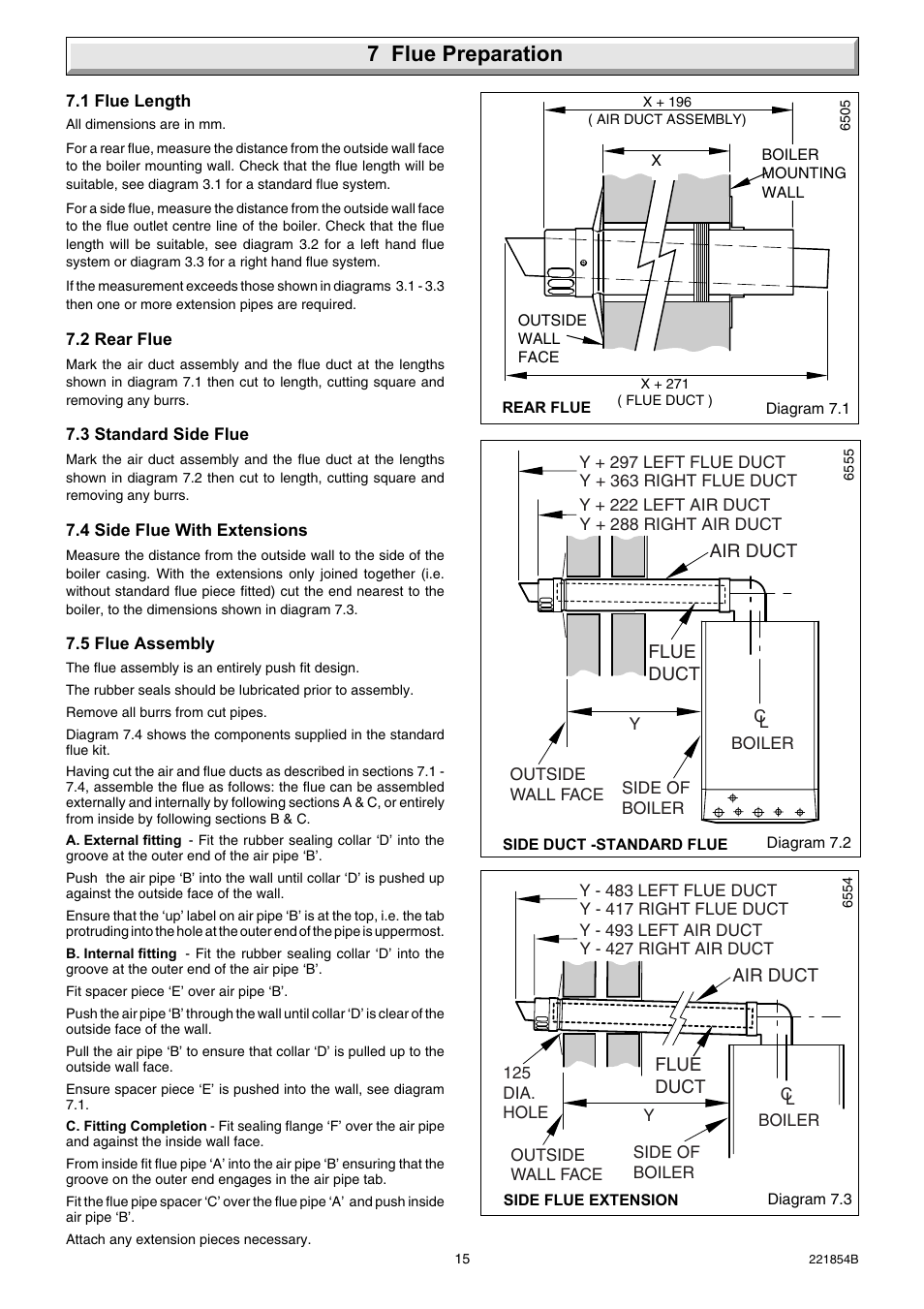 7 flue preparation | Glow-worm Energy Saver Combi 2 and Gas Valve User Manual | Page 15 / 40