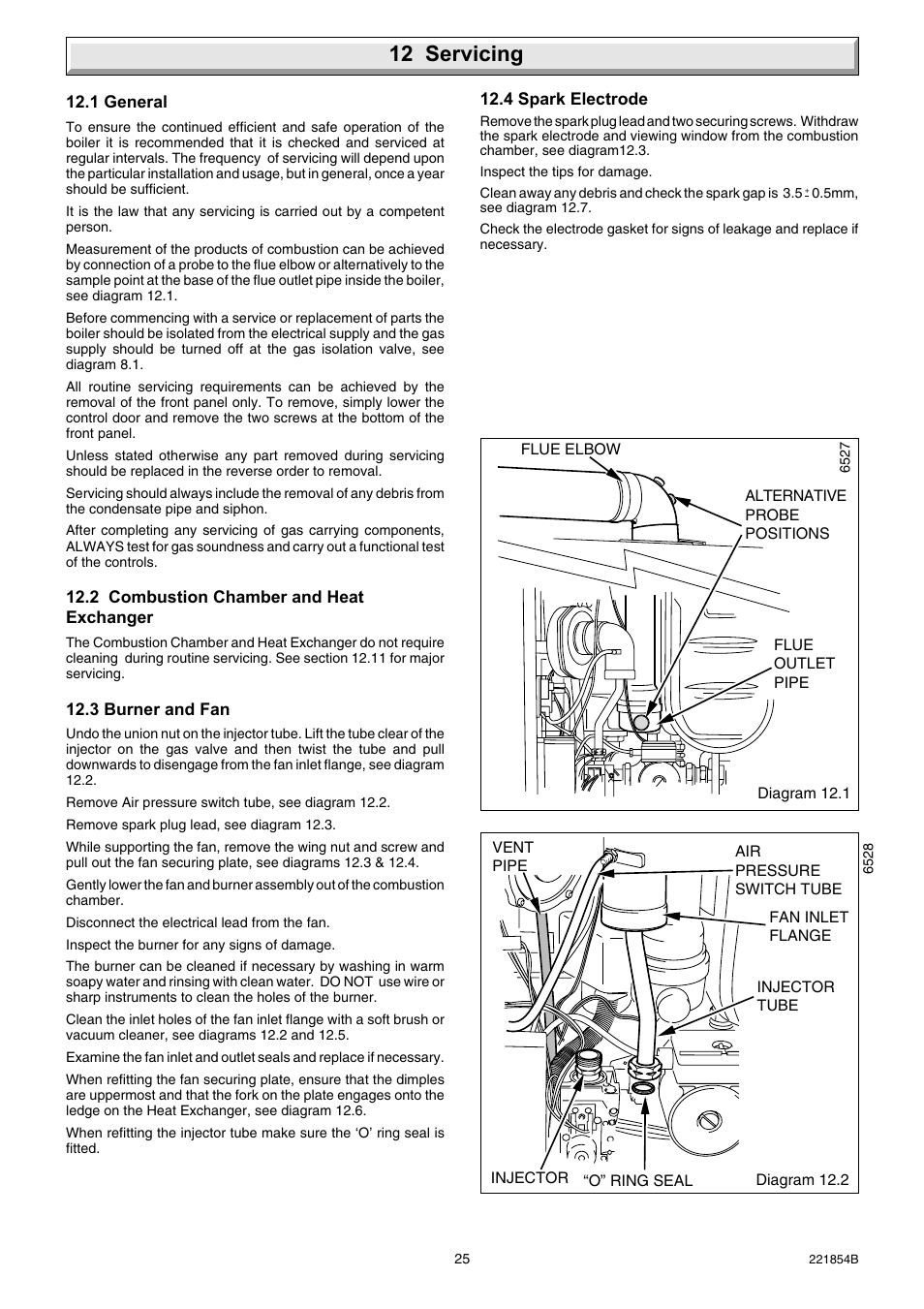 12 servicing | Glow-worm Energy Saver Combi 2 and Gas Valve User Manual | Page 25 / 40