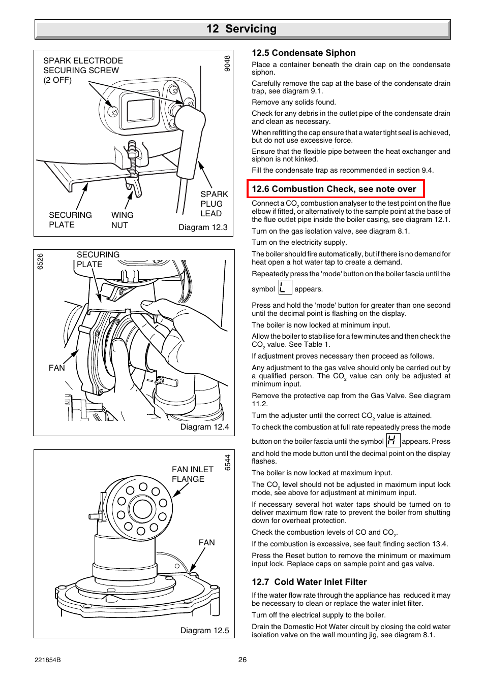 12 servicing | Glow-worm Energy Saver Combi 2 and Gas Valve User Manual | Page 26 / 40