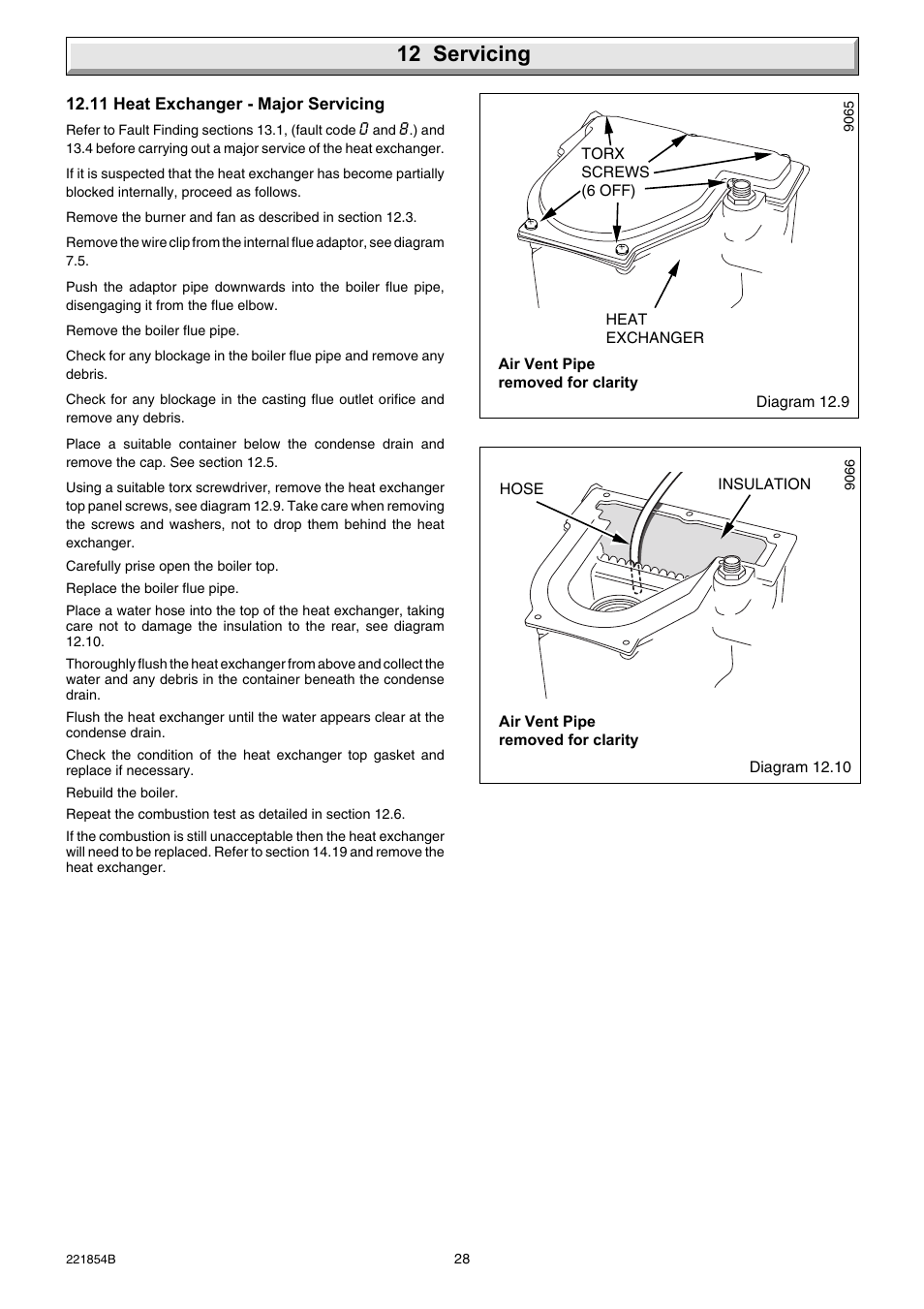 12 servicing | Glow-worm Energy Saver Combi 2 and Gas Valve User Manual | Page 28 / 40