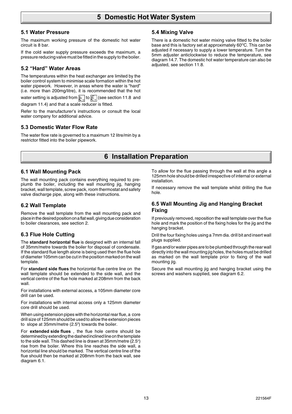 6 installation preparation, 5 domestic hot water system | Glow-worm Energy Saver 80 - 100 and Gave Valve User Manual | Page 13 / 40