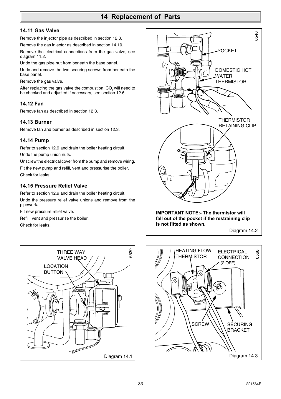 14 replacement of parts | Glow-worm Energy Saver 80 - 100 and Gave Valve User Manual | Page 33 / 40