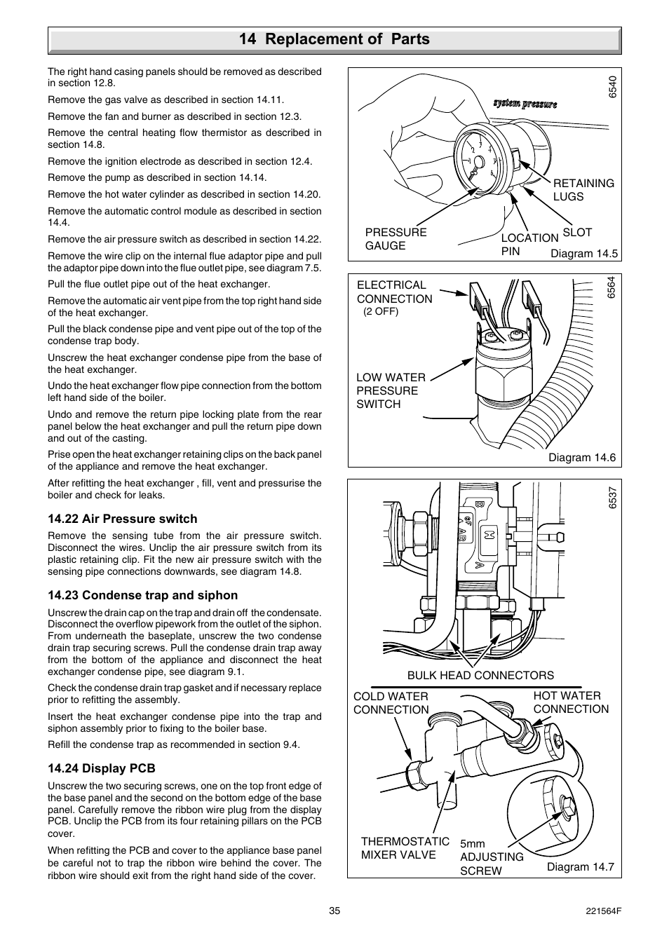 14 replacement of parts | Glow-worm Energy Saver 80 - 100 and Gave Valve User Manual | Page 35 / 40