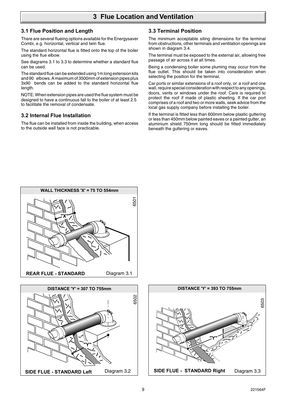 3 flue location and ventilation | Glow-worm Energy Saver 80 - 100 and Gave Valve User Manual | Page 9 / 40