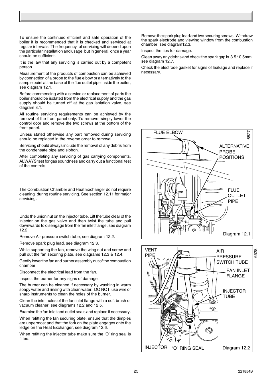 12 servicing | Glow-worm EnergySaverCombi 100 User Manual | Page 25 / 36