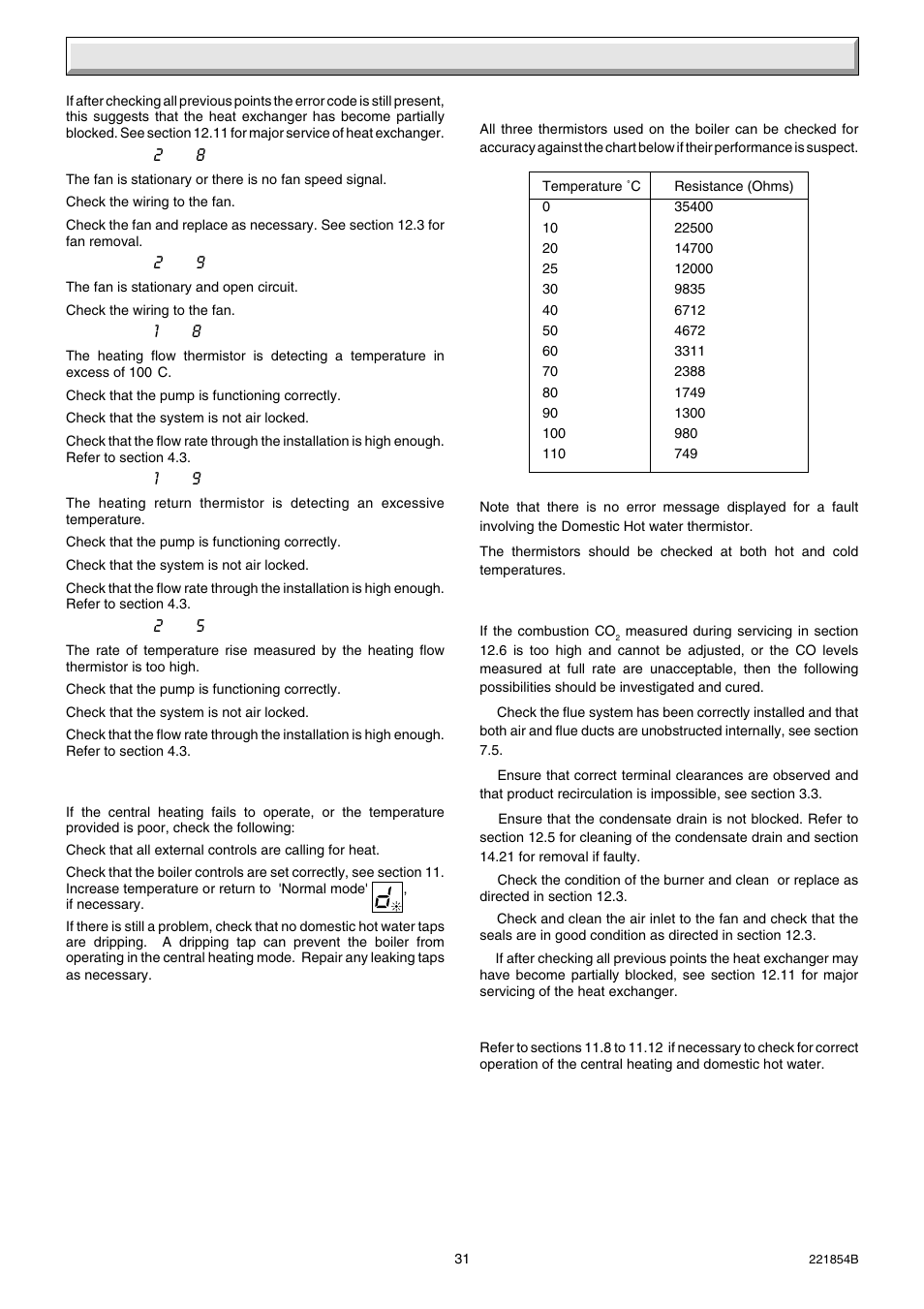 13 fault finding | Glow-worm EnergySaverCombi 100 User Manual | Page 31 / 36