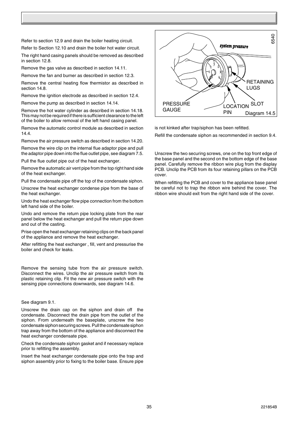 14 replacement of parts | Glow-worm EnergySaverCombi 100 User Manual | Page 35 / 36