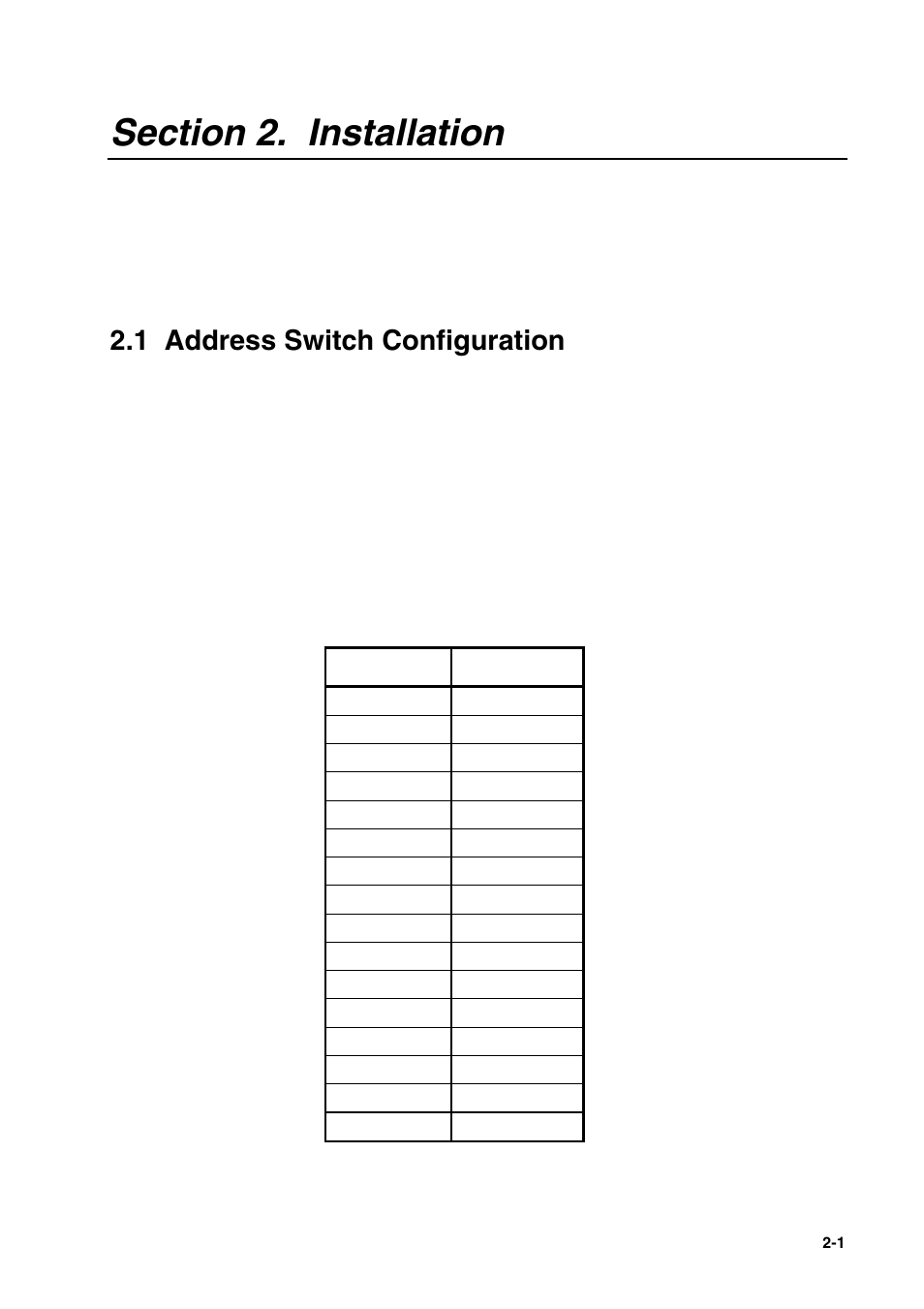 Section 2 installation, 1 address switch configuration | Campbell Hausfeld SDM-CAN User Manual | Page 11 / 74