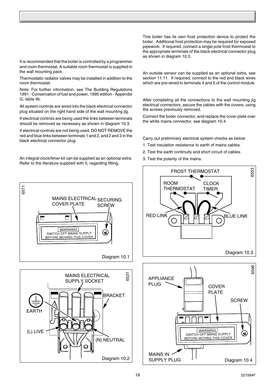 10 electrical connections | Glow-worm Energysaver Combi 80-100 User Manual | Page 19 / 36