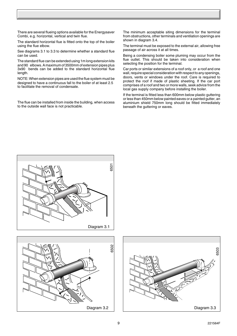 3 flue location and ventilation | Glow-worm Energysaver Combi 80-100 User Manual | Page 9 / 36