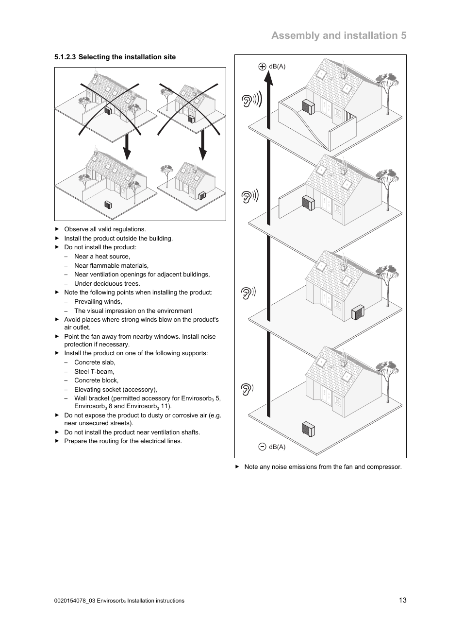 3 selecting the installation site, Assembly and installation 5 | Glow-worm Envirosorb3 User Manual | Page 13 / 40