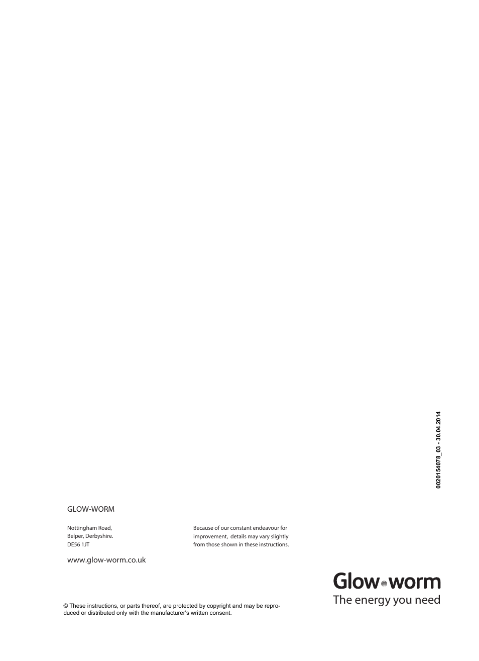 The energy you need | Glow-worm Envirosorb3 User Manual | Page 40 / 40