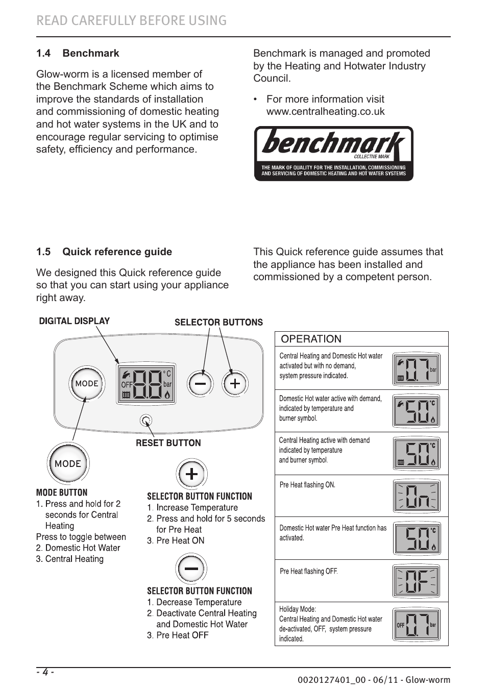 Read carefully before using | Glow-worm Flexicom cx User Manual | Page 4 / 16
