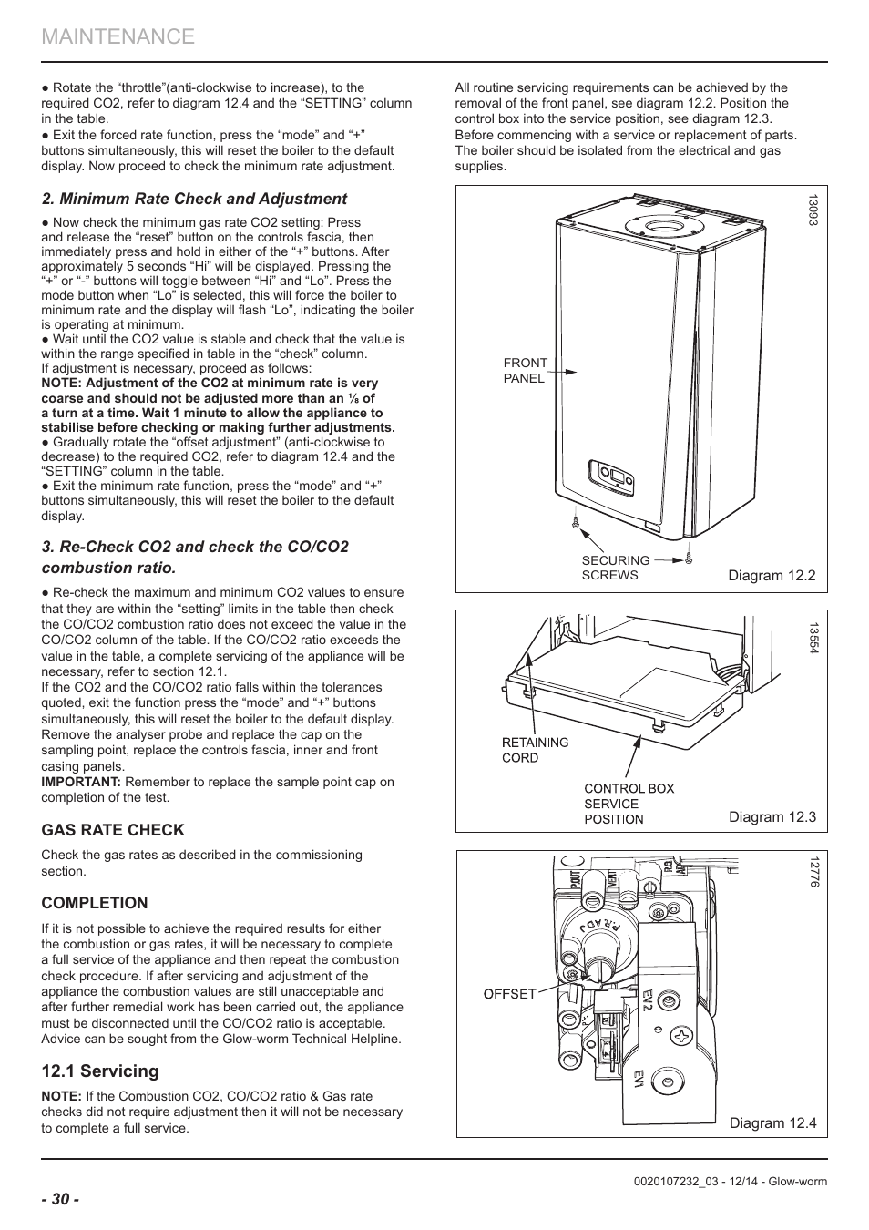 Maintenance, 1 servicing | Glow-worm Flexicom cx User Manual | Page 30 / 56