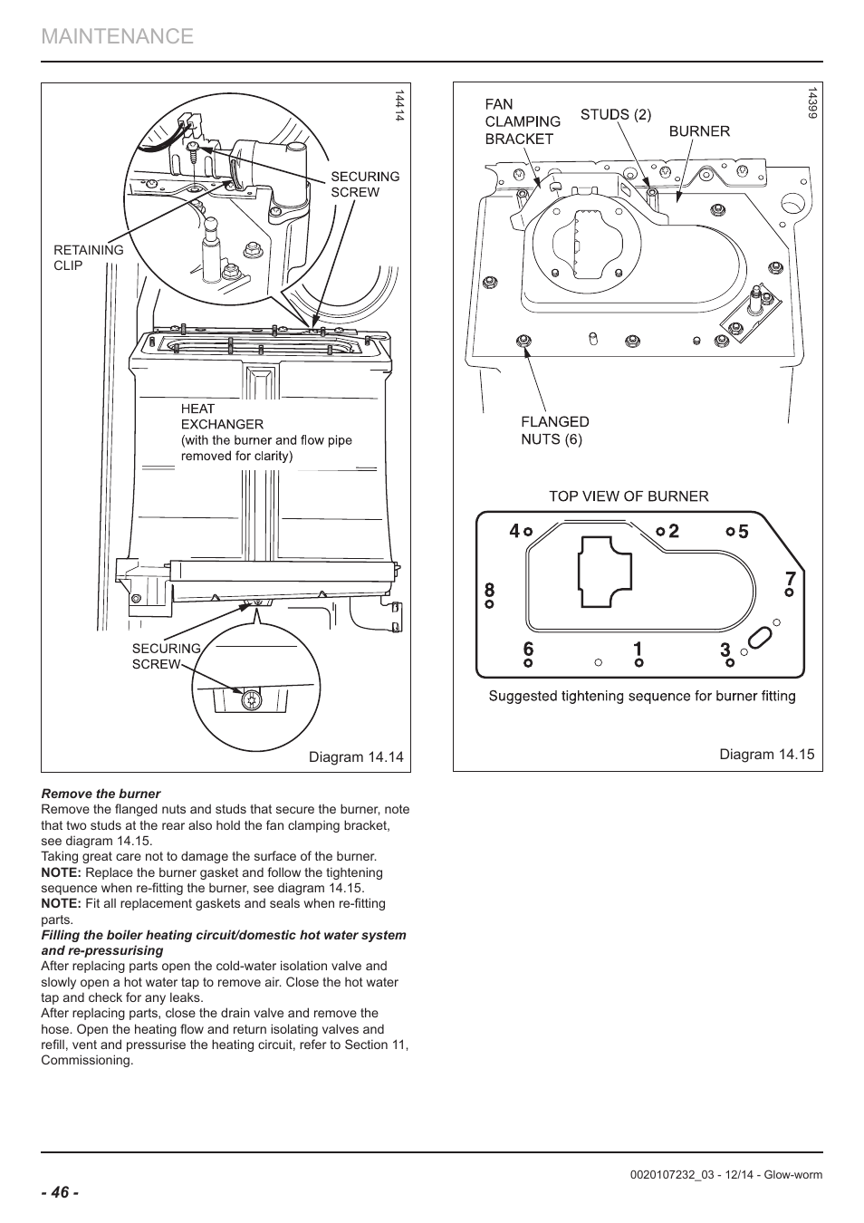 Maintenance | Glow-worm Flexicom cx User Manual | Page 46 / 56