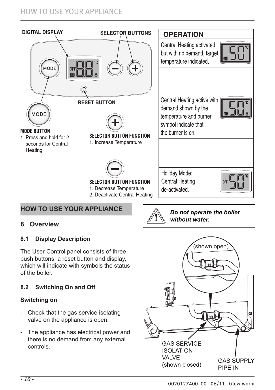 How to use your appliance | Glow-worm Flexicom hx User Manual | Page 10 / 16