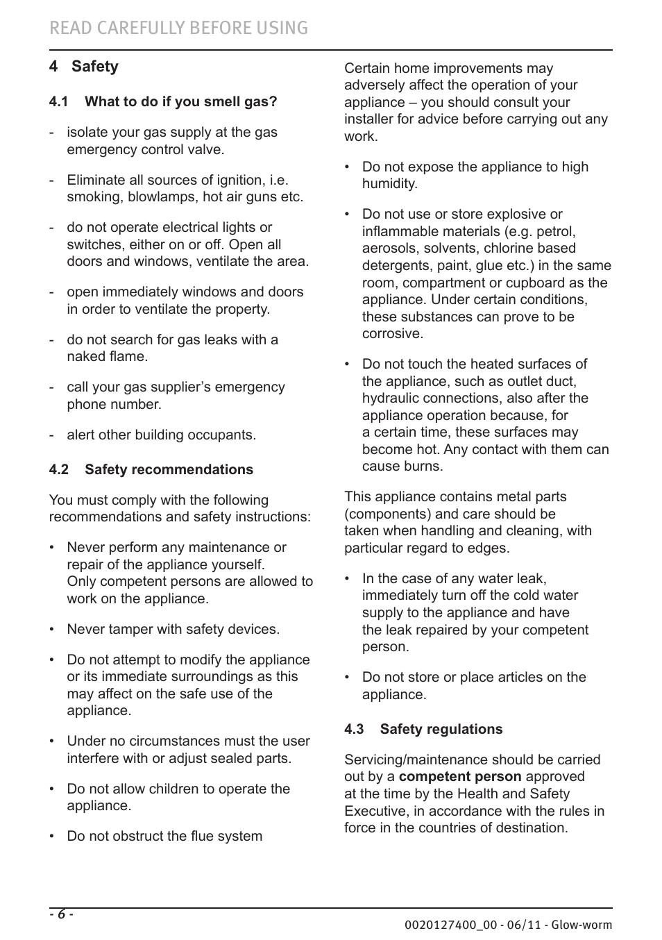 Read carefully before using | Glow-worm Flexicom hx User Manual | Page 6 / 16