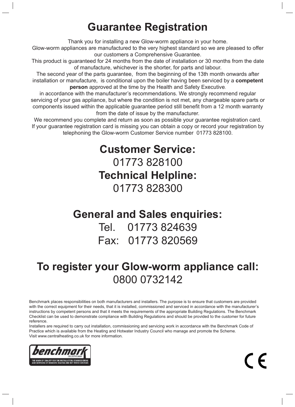 Guarantee registration customer service | Glow-worm Flexicom hx User Manual | Page 2 / 52