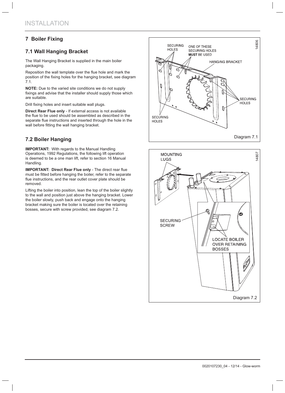 Installation | Glow-worm Flexicom hx User Manual | Page 20 / 52