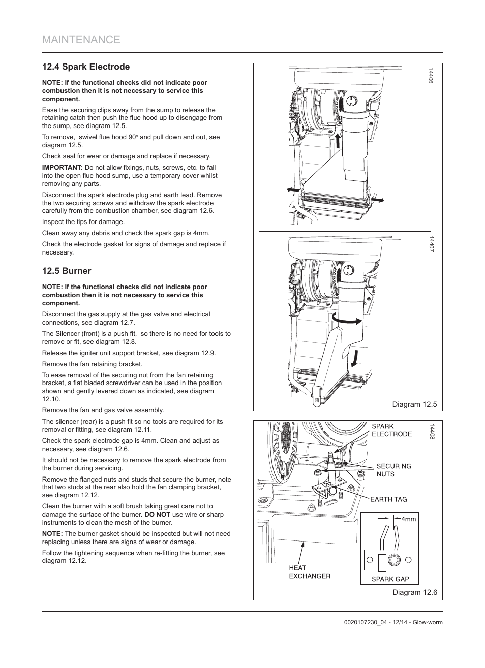 Maintenance, 4 spark electrode, 5 burner | Glow-worm Flexicom hx User Manual | Page 30 / 52