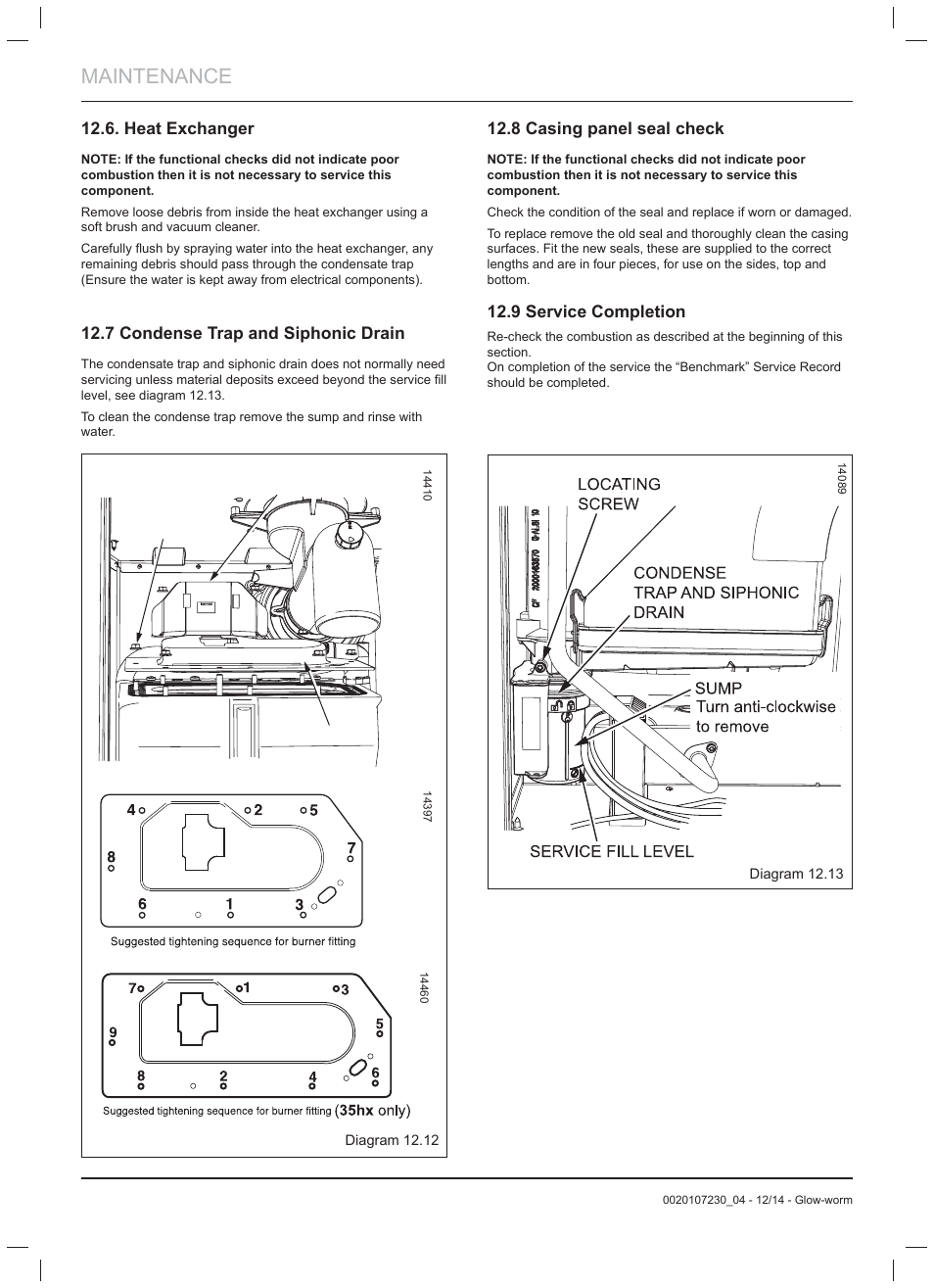Maintenance | Glow-worm Flexicom hx User Manual | Page 32 / 52