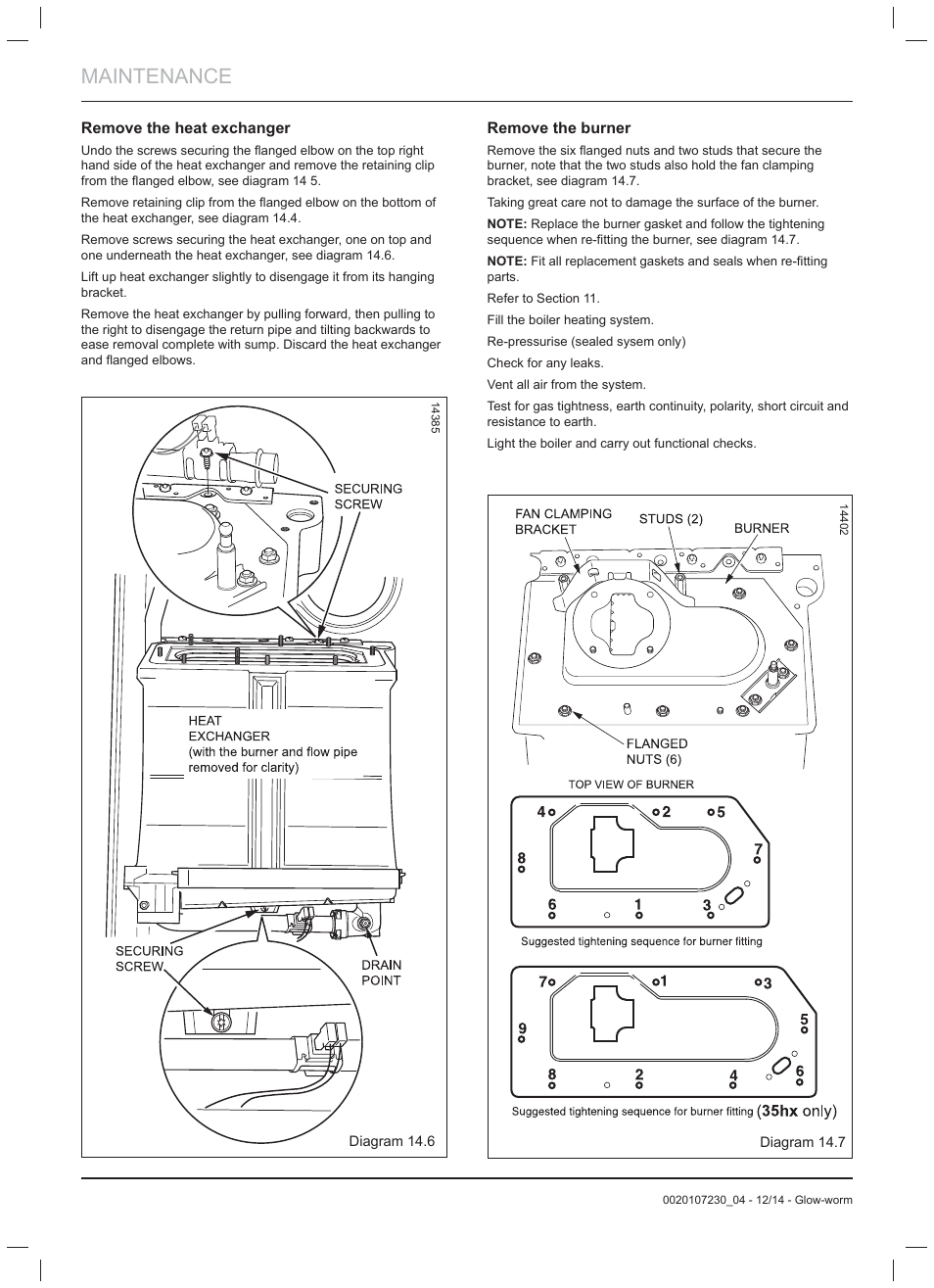 Maintenance | Glow-worm Flexicom hx User Manual | Page 42 / 52