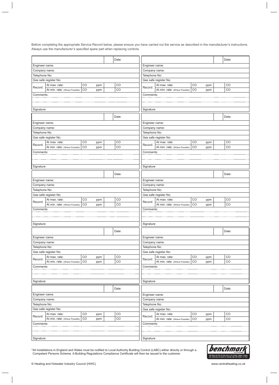 Service 01, Service 02, Service 03 | Service 04, Service 05, Service 06, Service 07, Service 08, Service 09, Service 10 | Glow-worm Flexicom hx User Manual | Page 48 / 52