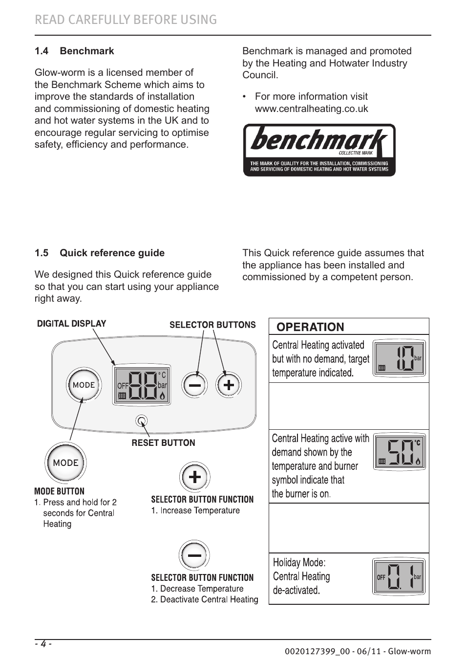 Read carefully before using | Glow-worm Flexicom sx User Manual | Page 4 / 16