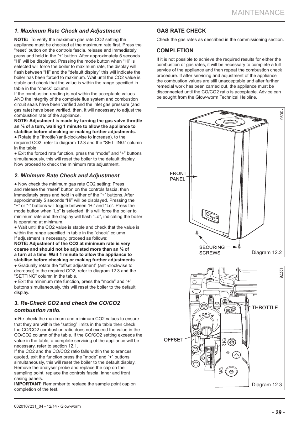 Maintenance | Glow-worm Flexicom sx User Manual | Page 29 / 52