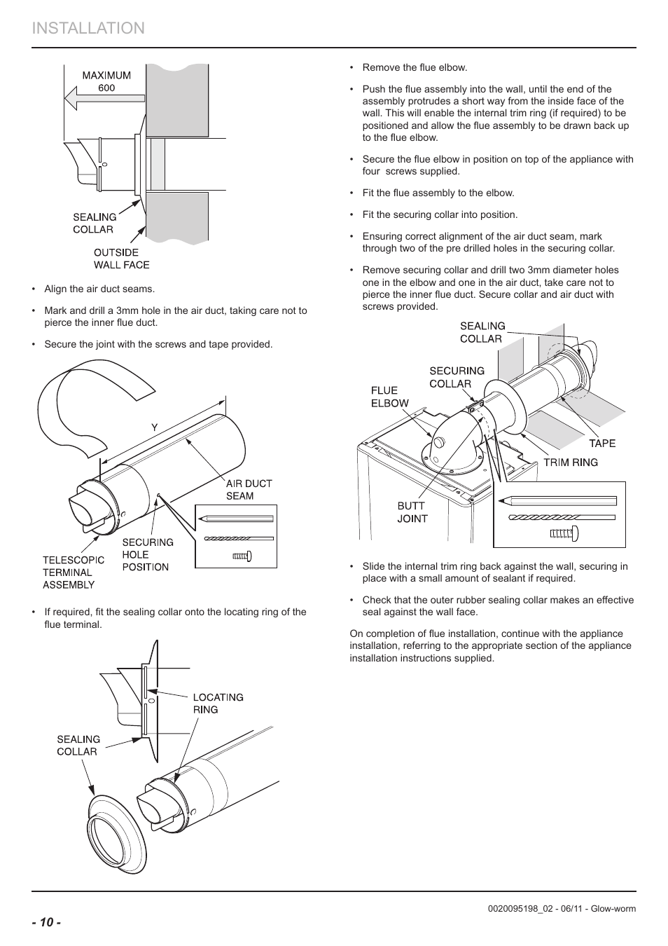 Installation | Glow-worm Flue User Manual | Page 10 / 28