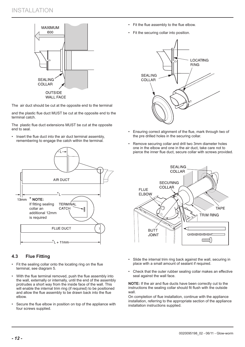 Installation | Glow-worm Flue User Manual | Page 12 / 28