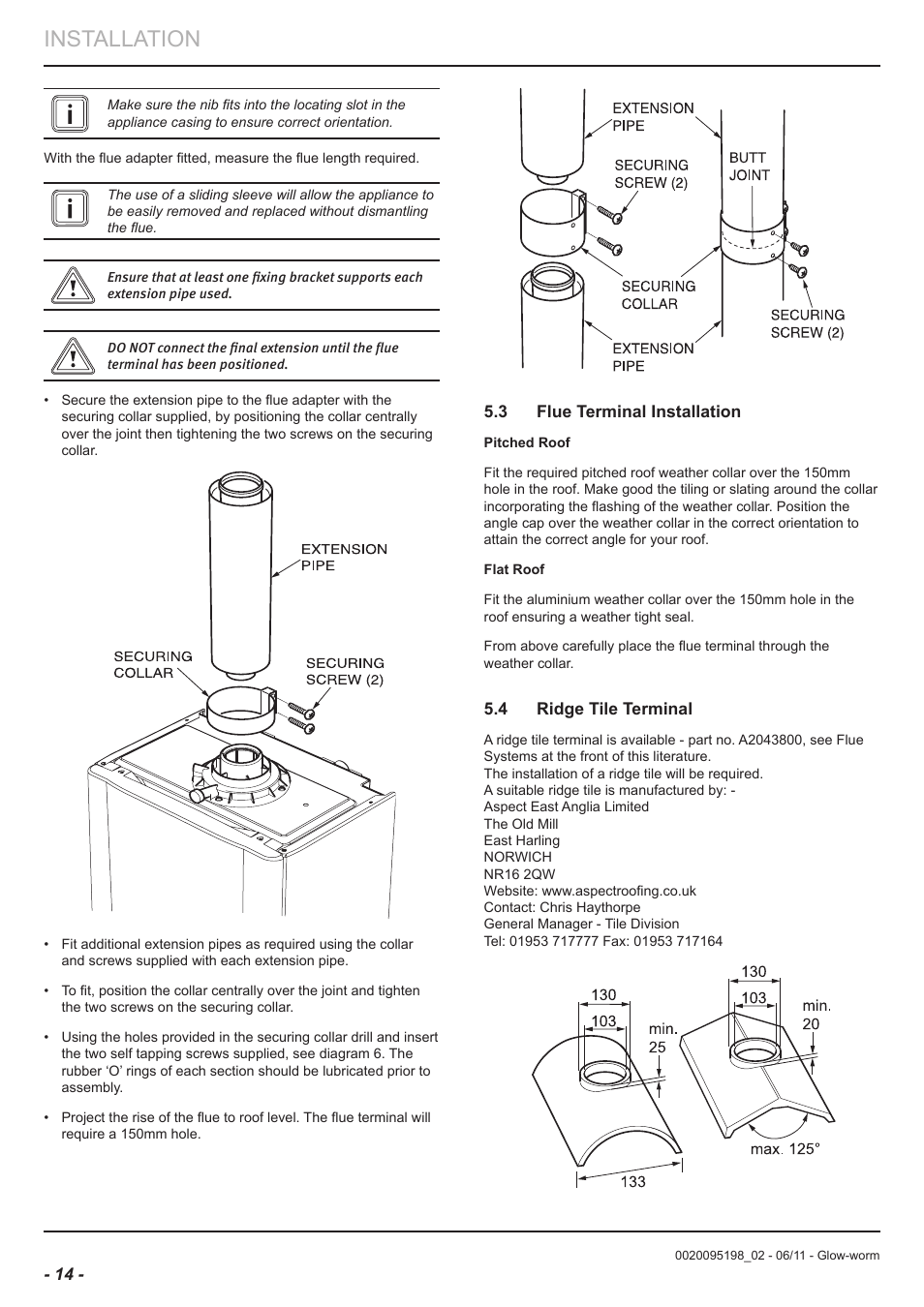 Installation | Glow-worm Flue User Manual | Page 14 / 28